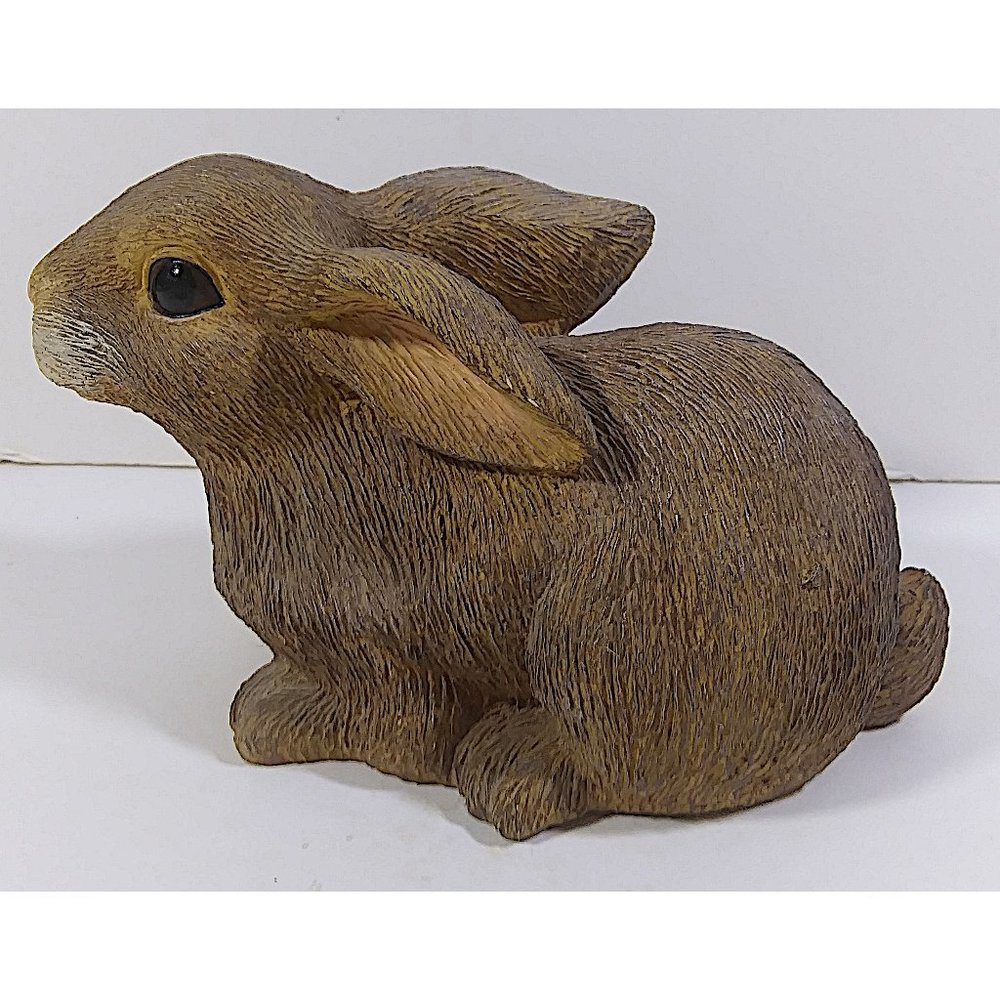 Vintage Bunny Figurine 7in Brown Rabbit Sitting Figure Lightweight Easter Rare